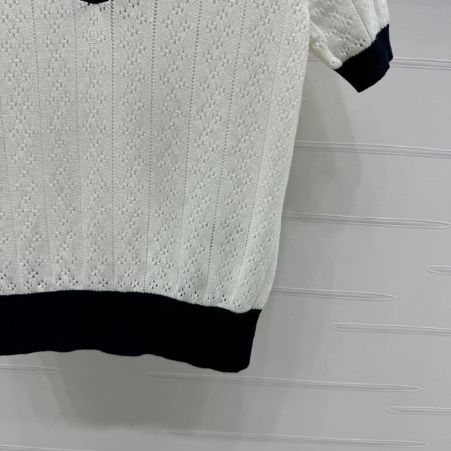 VALENTINO 25S HOLLOW V-NECK BLOUSE 264161