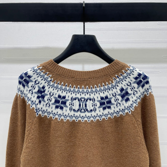 CELINE CARDIGAN IN PECAN BROWN MIX BLUE WOOL