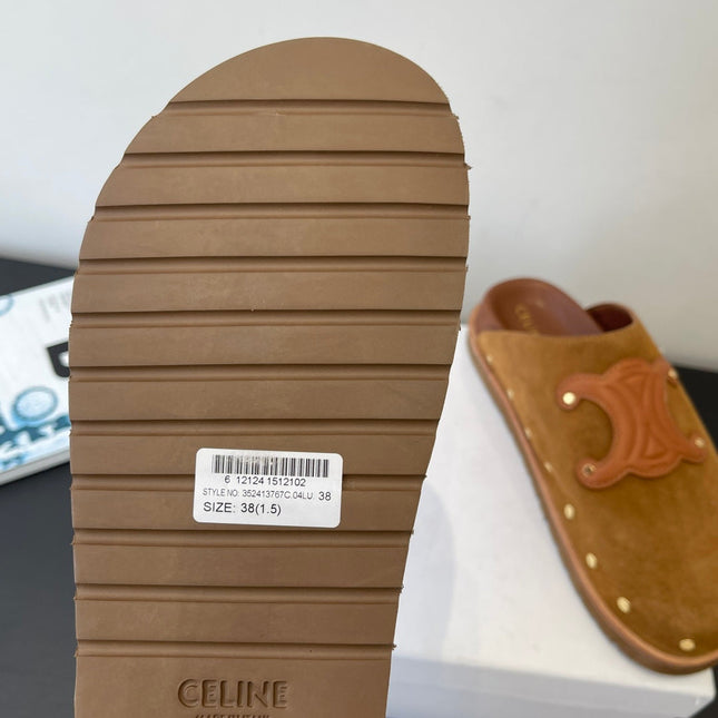 CELINE 26S MULE IN BROWN SUEDE