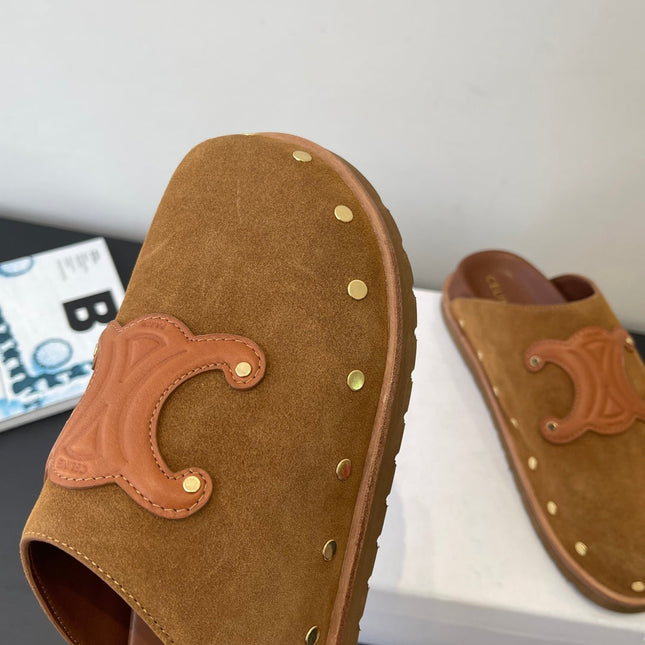 CELINE 26S MULE IN BROWN SUEDE