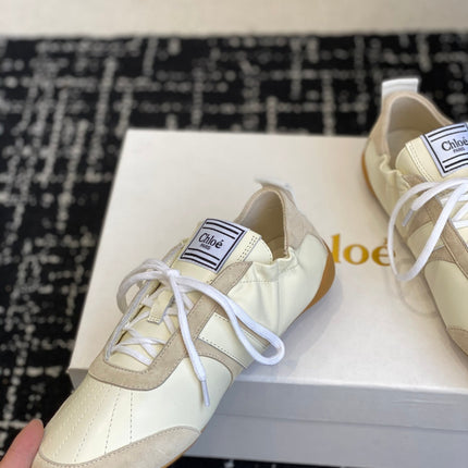 CHLOE 26S SNEAKERS IN BEIGE FABRIC AND LEATHER