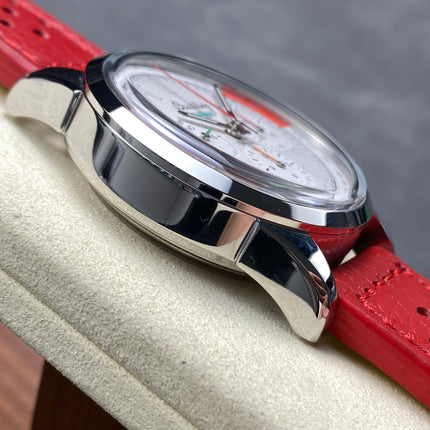 TOP TIME B01 FORD THUNDERBIRD STEEL CASE RED CALFSKIN STRAP