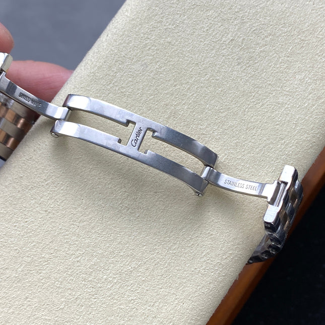PANTHÈRE SMALL MODEL DE CARTIER WATCH SILVER AND ROSE GOLD CASE WITH CRYSTAL