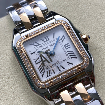 PANTHÈRE SMALL MODEL DE CARTIER WATCH SILVER AND ROSE GOLD CASE WITH CRYSTAL