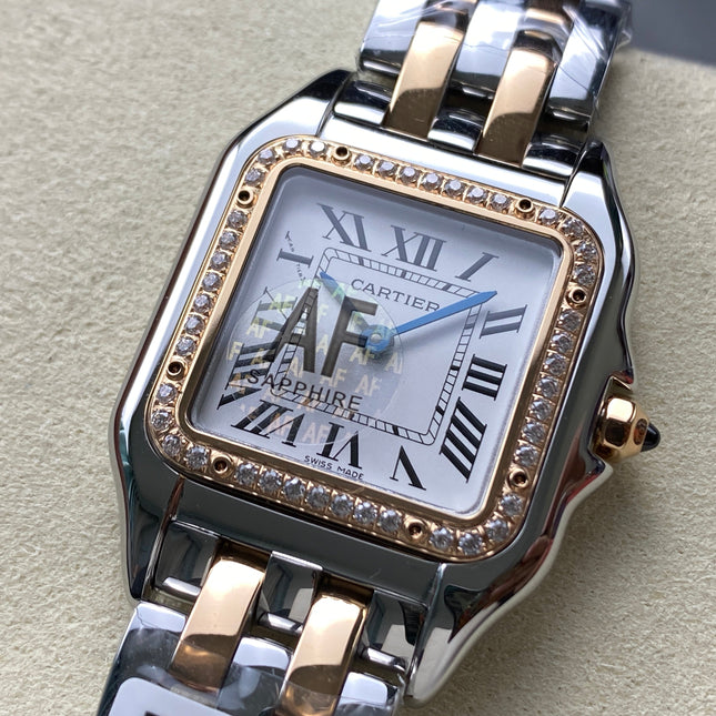 PANTHÈRE SMALL MODEL DE CARTIER WATCH SILVER AND ROSE GOLD CASE WITH CRYSTAL