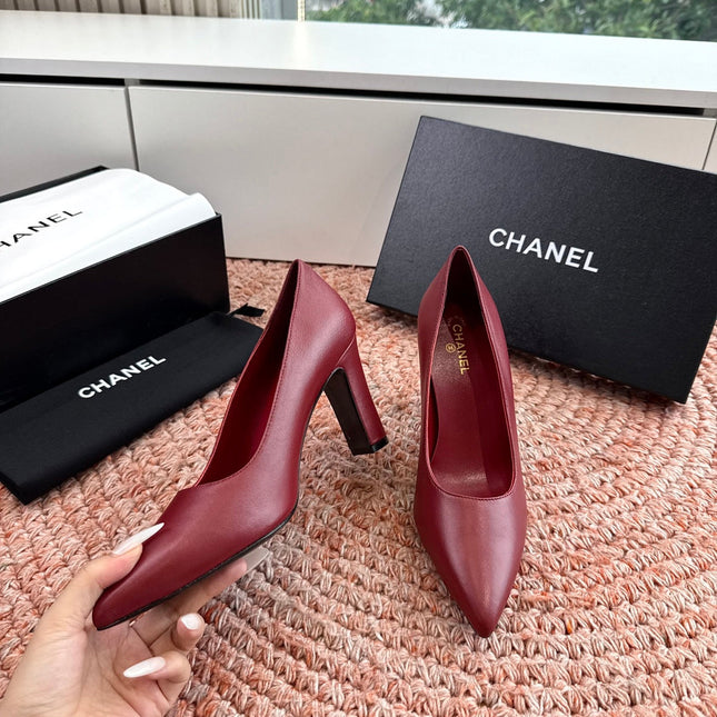 CHANEL 26S HIGH HEELS IN RED SMOOTH LAMBSKIN