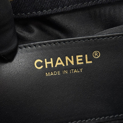 CHANEL 25S HOBO BAG 30 IN BLACK-GRAY DENIM WITH GOLD HARDWARE
