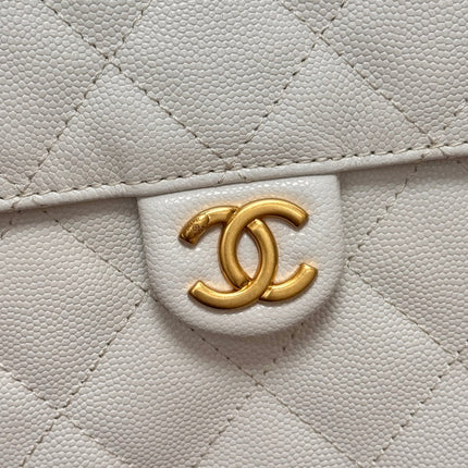CHANEL 25S HOBO BAG 40 IN WHITE CAVIAR WITH GOLD HARDWARE