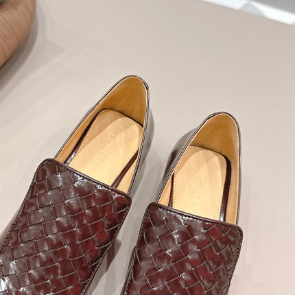 BOTTEGA VENETA 26S VENTURA LOAFERS 40 MM IN BROWN INTRECCIATO CALFSKIN