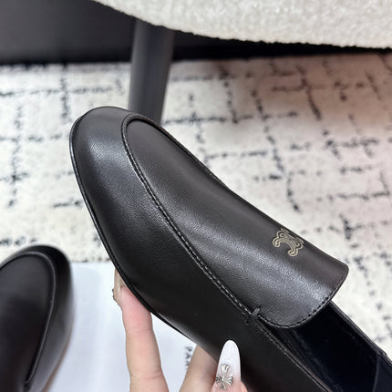 CELINE 26S AURA TRIOMPHE LOAFERS IN BLACK LAMBSKIN