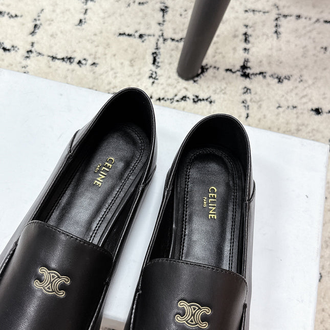 CELINE 26S AURA TRIOMPHE LOAFERS IN BLACK LAMBSKIN