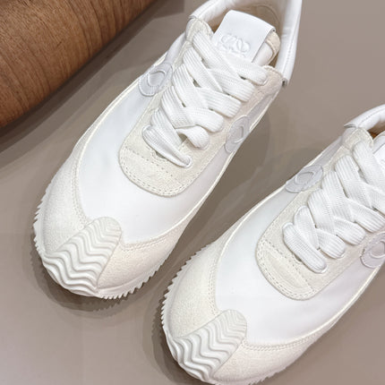 LOEWE 26S FLOW RUNNER SNEAKER IN WHITE SUEDE AND WHITE CALFSKIN