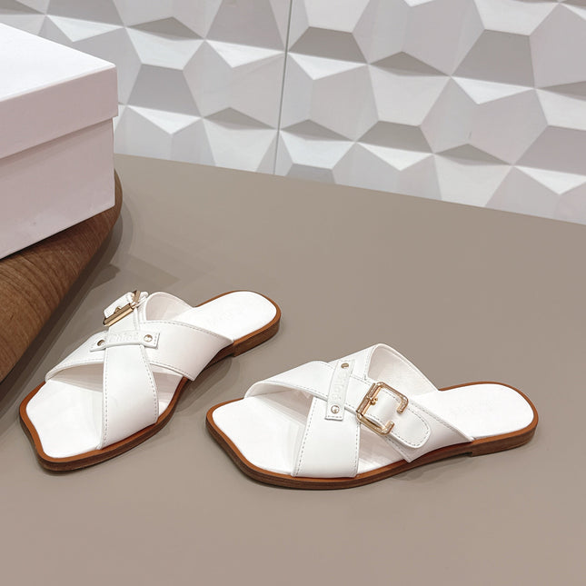 CHLOÉ 26S SANDALS IN WHITE CALFSKIN