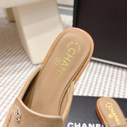 CHANEL 26S LOAFER MULES IN LIGHT BROWN SUEDE