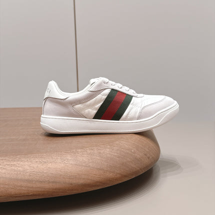 GUCCI 26S SNEAKERS IN WHITE SUEDE AND FABRIC