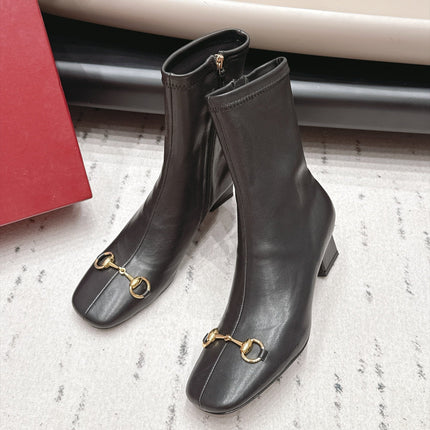GUCCI 26S ANKLE BOOTS 55 MM IN BLACK LAMBSKIN