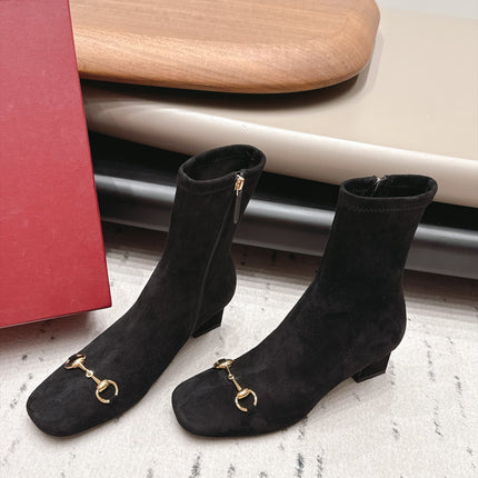 GUCCI 26S ANKLE BOOTS 55 MM IN BLACK SUEDE