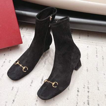 GUCCI 26S ANKLE BOOTS 55 MM IN BLACK SUEDE