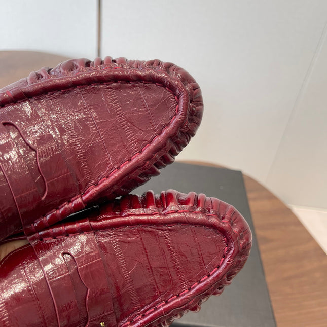 YSL 26S LOAFER MULES IN DARK RED CALFSKIN