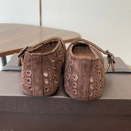 ALAIA 26S MARY JANE FLATS IN DARK BROWN SUEDE STYLE 1
