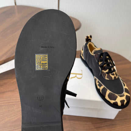 THE ROW 26S SNEAKERS IN LEOPARD PONY HAIR AND BLACK FABRIC