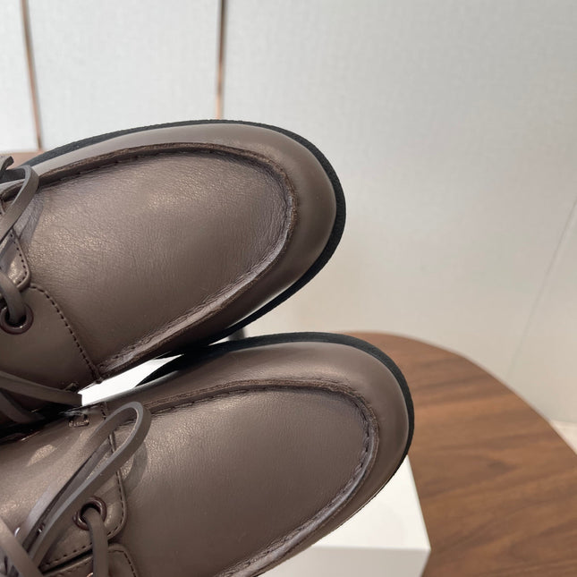 THE ROW 26S LOAFERS IN DARK BROWN CALFSKIN