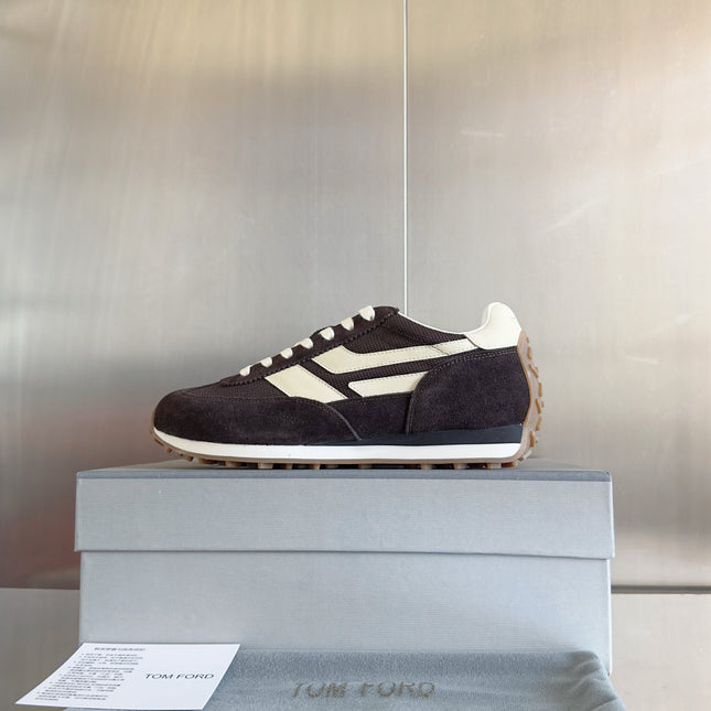 TOM FORD 26S SNEAKERS IN DARK BROWN SUEDE
