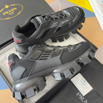PRADA 26S CLOUDBUST THUNDER SNEAKERS 60MM IN BLACK MESH FABRIC AND TPU