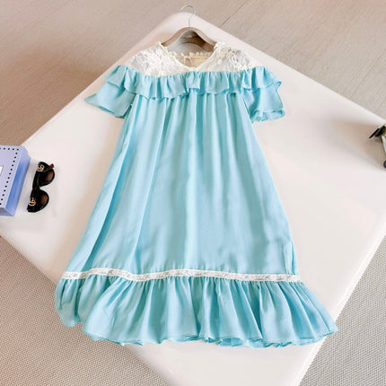 CHLOE 26S LACE-TRIM SILK DRESS STYLE 118