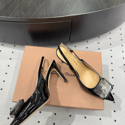 GIANVITO ROSSI 26S HIGH-HEEL SLINGBACKS 85 MM IN BLACK LAMBSKIN