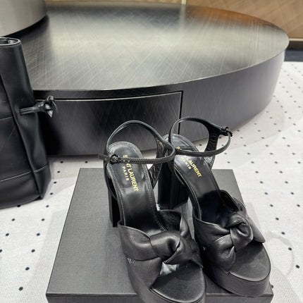 YSL 26S SANDAL HIGH HEELS 120 MM IN BLACK CALFSKIN