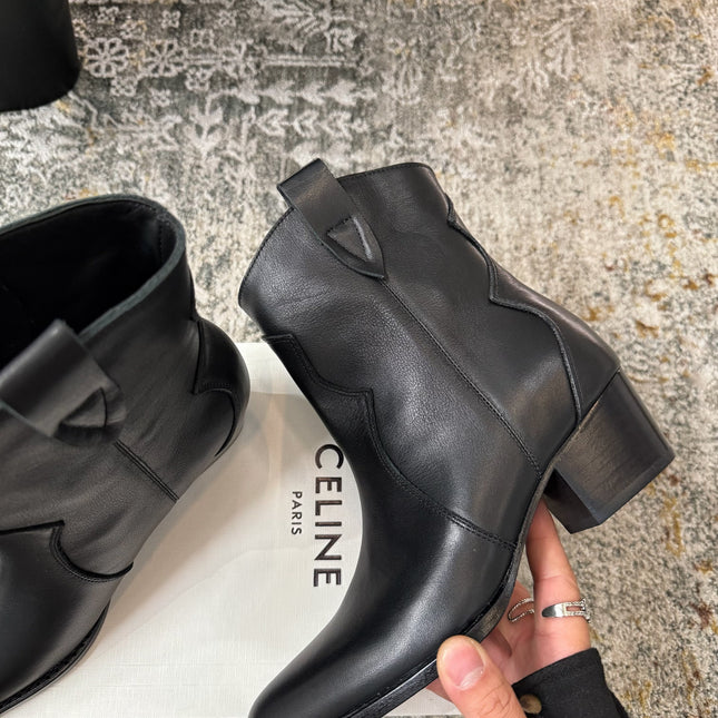 CELINE 26S ANKLE BOOTS 55 MM IN BLACK CALFSKIN