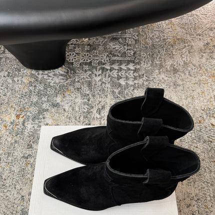 CELINE 26S ANKLE BOOTS 55 MM IN BLACK SUEDE