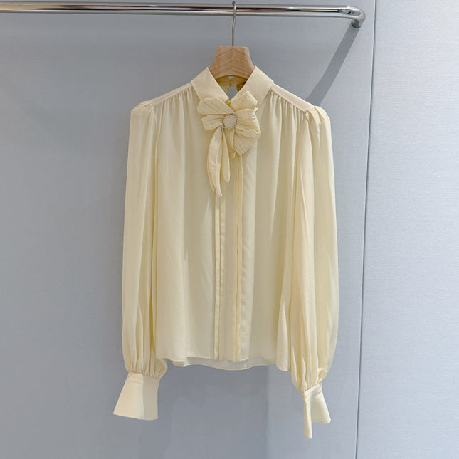 VALENTINO 26S BOW-DETAIL LONG-SLEEVE BLOUSE 368