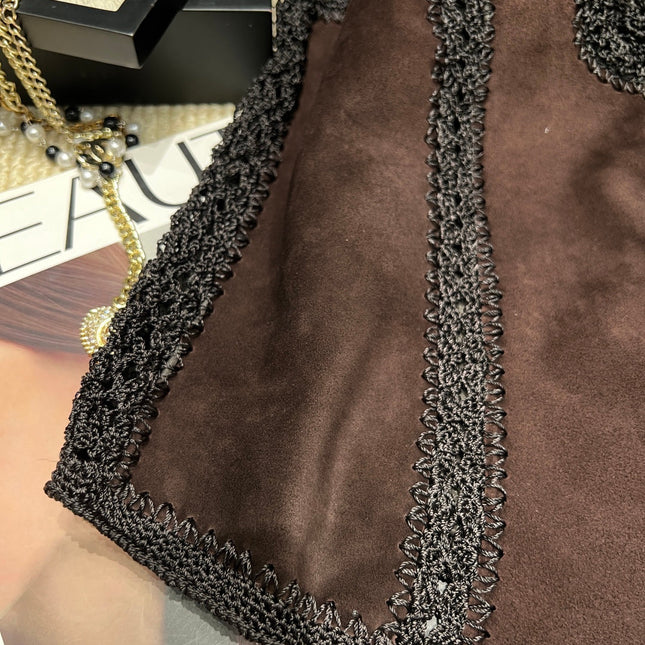 VALENTINO 26S CROCHET-TRIM SUEDE VEST 337