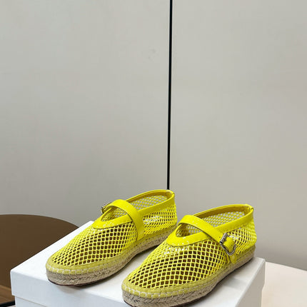 ALAIA 26S ESPADRILLES IN NEON YELLOW SOFT PATENT LEATHER AND MESH