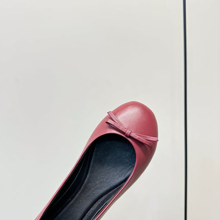GUCCI 26S ROUND TOE BALLET FLATS IN DARK RED LAMBSKIN