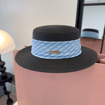 MIUMIU FLAT-BRIM STRAW HAT STYLE 40