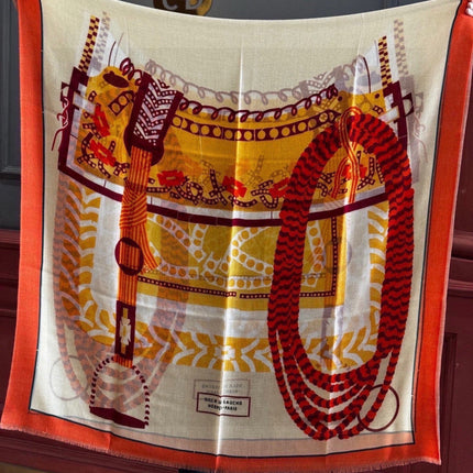HERMES 26S LONG SCARF 200 IN CASHMERE AND SILK 306085