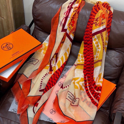 HERMES 26S LONG SCARF 200 IN CASHMERE AND SILK 306085
