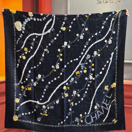 CHANEL 26S PRINTED SHAWL 200 IN SILK 313405