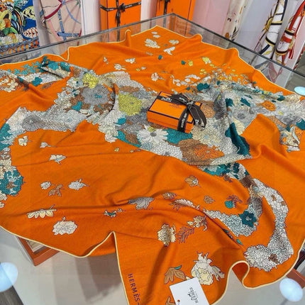 HERMES 26S SCARF 140 IN SILK AND CASHMERE 496065
