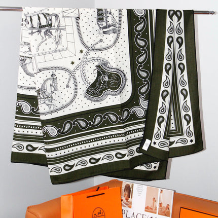 HERMES 26S SCARF 140 IN SILK AND CASHMERE 498482