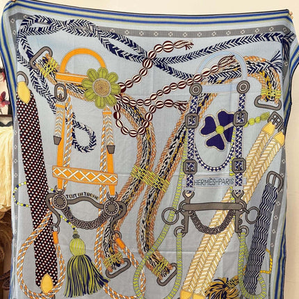HERMES 26S SCARF 135 IN SILK AND CASHMERE 498491