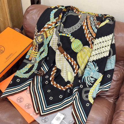 HERMES 26S SCARF 135 IN SILK AND CASHMERE 498492