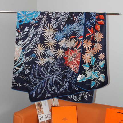 HERMES 26S SCARF 135 IN SILK AND CASHMERE 499970