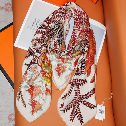 HERMES 26S SCARF 135 IN SILK AND CASHMERE 499969