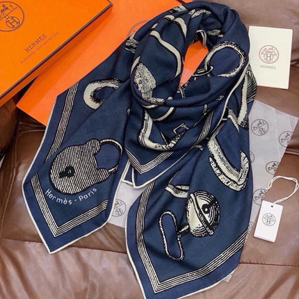 HERMES 26S SCARF 135 IN SILK AND CASHMERE 499944