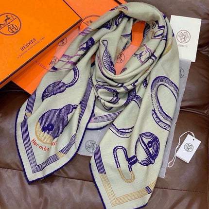 HERMES 26S SCARF 135 IN SILK AND CASHMERE 499946
