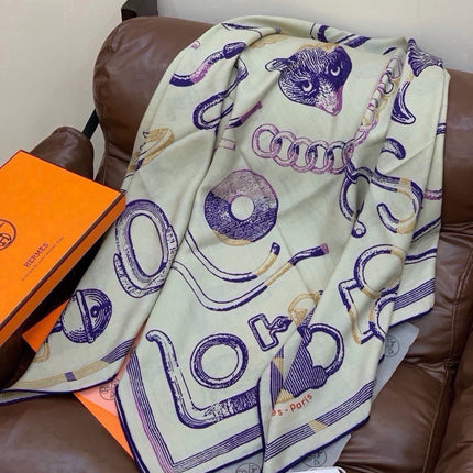 HERMES 26S SCARF 135 IN SILK AND CASHMERE 499946